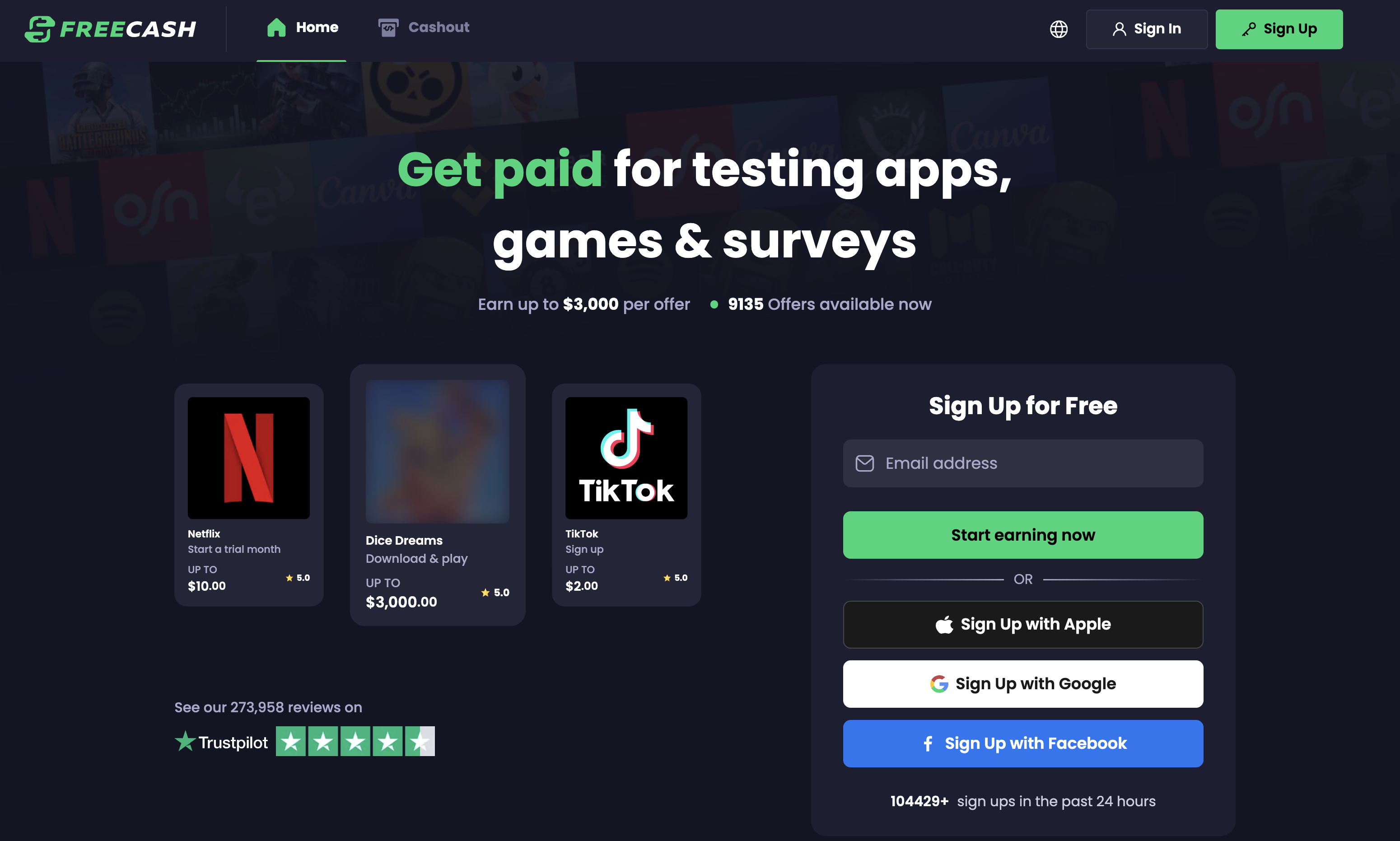 Freecash platform preview